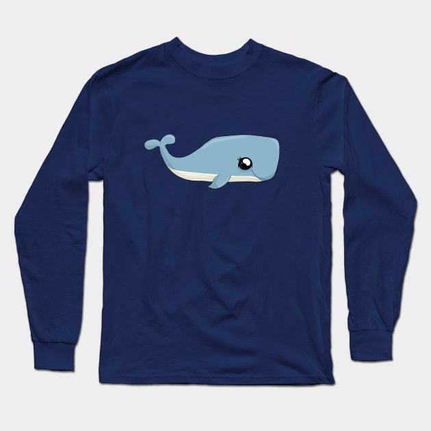 Cute Kawaii Whale Long Sleeve T-Shirt by valentinahramov